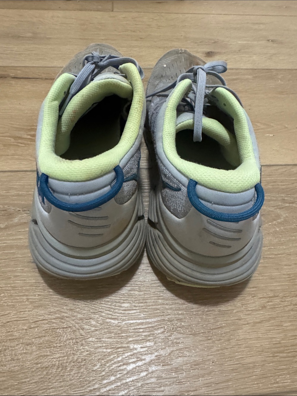 Hoka Running Shoes in Light Gray with Lime Accents - Picture 5 of 9